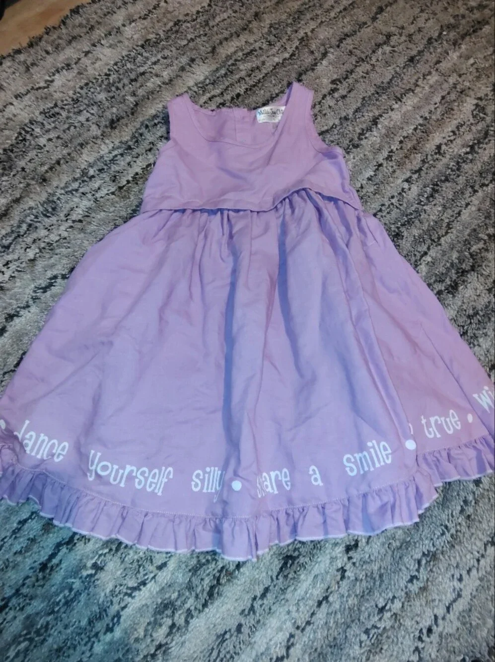 Matilda Jane Lavender Purple Skirted Kids Dress with White Script